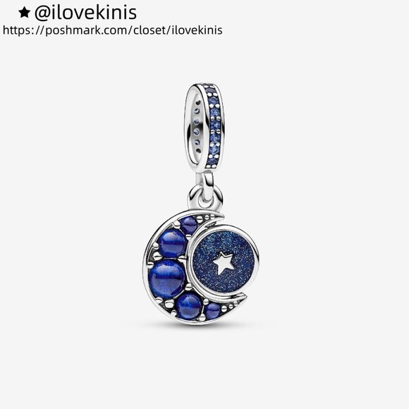 Pandora Sparkling Moon Spinning Dangle Charm - Picture 1 of 5